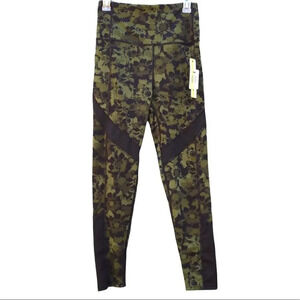 NWT Nicole Miller Sport Camo Print Skinny Athletic Leggings Green Floral Workout